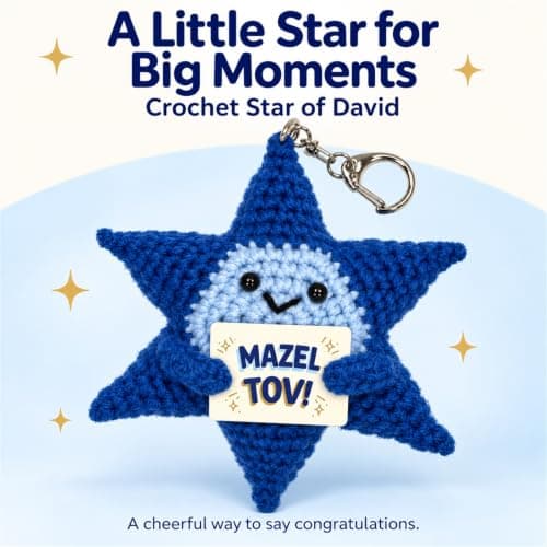 Crochet Star of David Plush, Mazel Tov Bat Mitzvah Gift B0HKSW45VK