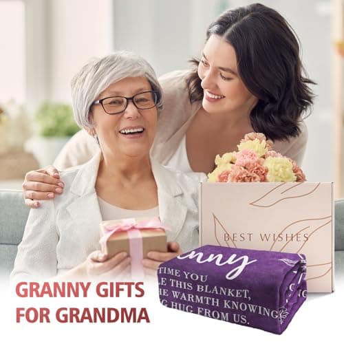 Gifts for Granny, Grandma Birthday Gift from Grandkids, to My Granny Grandma Throw Blanket for Christmas GiltGlimmer Granny Gifts for Grandma, Granny Floral Blanket 50" x 60" B0DHSP946G