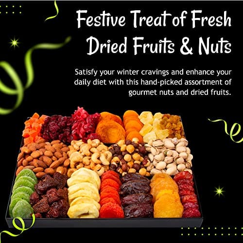 Oh! Nuts Dried Fruit and Nuts Gift Basket XL 18 Variety Basket - Gourmet Holiday Kosher Gift Box - Food Snack Box for Birthday, Anniversary, Corporate Gift for Men, Women, Mom, Dad