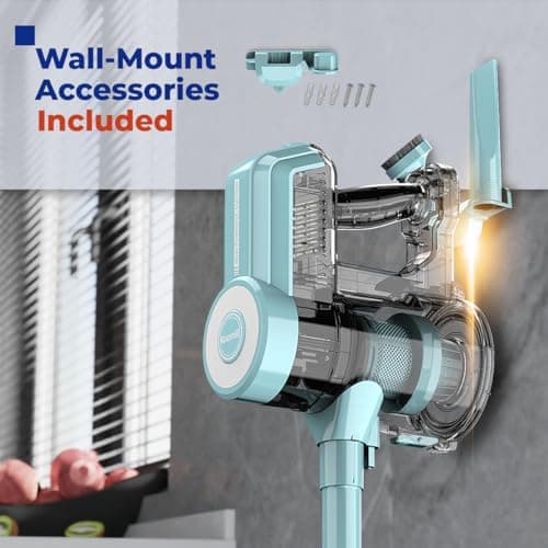 Roomie Tec Corded Stick Vacuum Cleaner - 450W, Lightweight 2 in 1 Handheld with Powerful Suction, Bagless HEPA Filter, Large Dust Capacity, 20ft Cable - Ideal for Floors, Dorm Room, & Home Cleaning