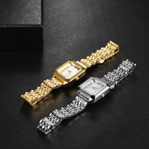 Avaner Women's Bracelet Square Watches: Gold Silver Stainless Steel Strap Analog Quartz Elegant Wrist Watches