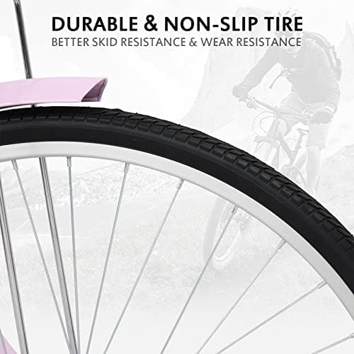 26" Beach Cruiser Bike, Commuter Bicycle, 7 Speed/Linear Pull Brakes/Widen Seat Men & Women Bike, Adult and Teens Bicycle for Urban Commuter