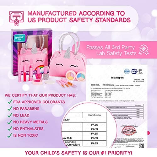 Pink Unicorn Toys for Girls Age 4-6, 5 Year Old Girl Birthday Gift Idea, Toddler Little Girl Gifts 3 4 5 6 7 8 9 10 Years Old Kids Real Makeup Kit with Unicorn Purse Non Toxic Washable Make Up Set B08JD776XX