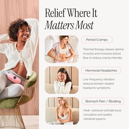 Menstrual Heating Pad for Period Cramps – Portable Heating Pad for Period Cramps Relief with Heat & Massage, Wearable Cordless Warmer for Pain Relief, Rechargeable & Wireless for Women B0F9TVN9PR