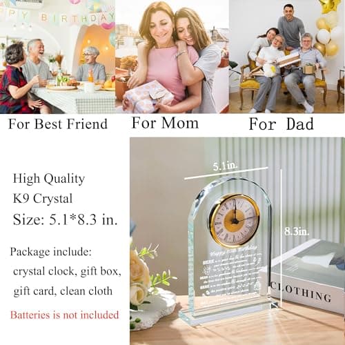 Movdyka 80th Birthday Gifts for Women Men - Crystal Clock Gifts Personalized 1944 80 Year Old Birthday Present for Her Him - Happy 80th Birthday Gifts Ideas for Mom Dad Unique