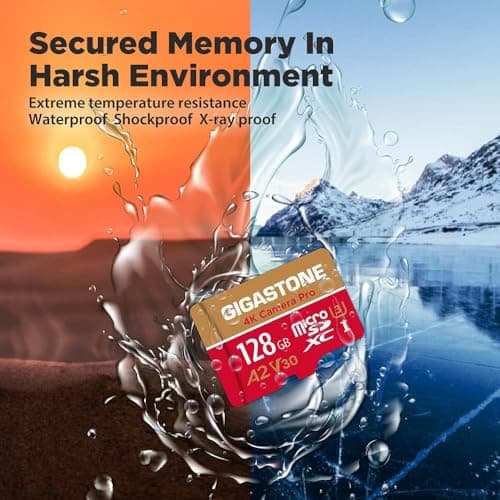 【5-Years Data Recovery】 GIGASTONE 128GB Micro SD Card, 4K Video Recording for GoPro, Action Camera, DJI, Drone, Nintendo-Switch, R/W up to 100/50 MB/s MicroSDXC Memory Card UHS-I U3 A2 V30