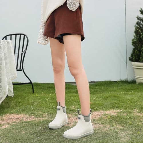 CKWLXQY Women's Deck Boots, Waterproof Ankle Rain Boots with Anti-Slip Traction, Rubber Garden & Fishing Boots for Boating, Camping, Farming & Outdoor Work