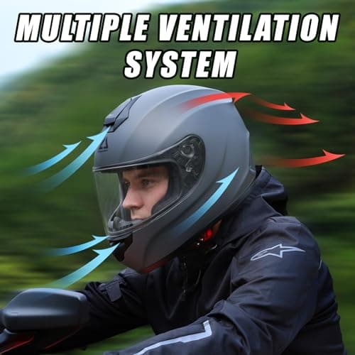 TRIANGLE Full Face Motorcycle Helmet DOT Approved, Street Bike Racing Helmet for Men Women with Tinted & Clear Visors & Carrying Bag