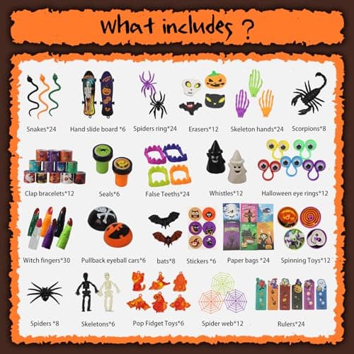 306 PCS Halloween Party Favors Bulk, Halloween Goodie Bags Fillers for Trick or Treat, Stocking Stuffers, Halloween Treats Non Candy Carnival Treasure Box Classroom School Kids Adults Prizes Gifts