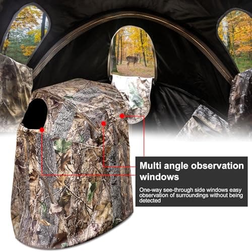 Hunting Blinds with Chair Pop Up Ground Blinds with Carrying Bag Portable 1-Person Hunting Tent for Deer & Turkey Hunting