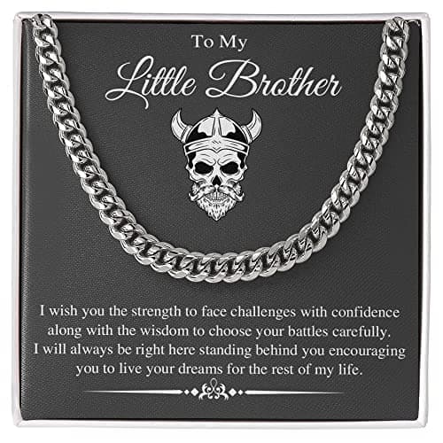 Stainless Steel Cuban Chain Necklace for Brother - Sentimental Birthday Gift from Sister - Men's Gold Silver Necklace for Christmas