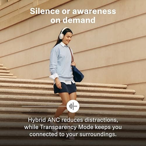 Sennheiser ACCENTUM Wireless Bluetooth Headphones Noise Cancelling - Up to 50HR Playtime, Hybrid Noise Cancelling (ANC), All-Day Comfort, Bluetooth Over Ear Headphones for School, Traveling, White