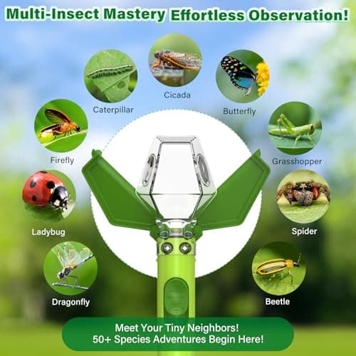 Bug Catcher for Kids, Insect Trap Kit with 6X Magnifier Glass - STEM Educational Exploration Tool for Indoor and Outdoor,Christmas Birthday Gifts Toys for Adults, Boys, and Girls, Green