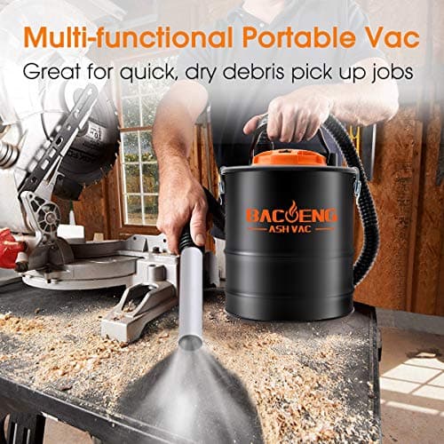 BACOENG Ash Vacuum for Pellet Stoves, 4 Gallon Ash Vac, Ash Vacuum Cleaner for Fireplaces, Wood Stove, Pellet Grill
