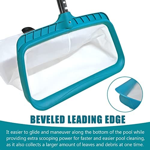 POOLWHALE Professional Pool Skimmer Net, Heavy Duty Swimming Leaf Rake Cleaning Tool with Deep Fine Nylon Mesh Net Bag - Fast Cleaning,Easy Scoop Edge,Debris Pickup Removal (No Pole)