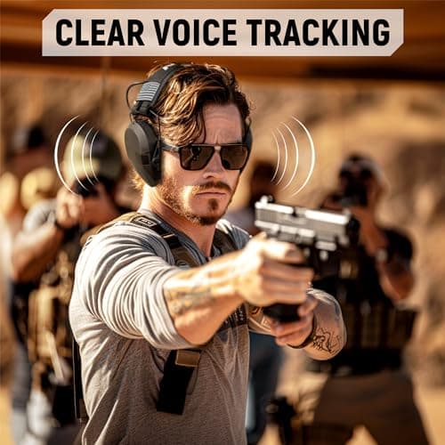 Shooting Earmuff, Ear Protection for Gun Range, Active Noise Reduction NRR 23dB For Hearing Protection