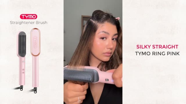 20s Fast Heat, 5 Temp Settings & Anti-Scald, Perfect for Professional Salon at Home, Sakura Pink TYMO Ring Hair Straightener Brush, 2-in-1 Straightening Brush & Hot Comb B07RLTPSLB