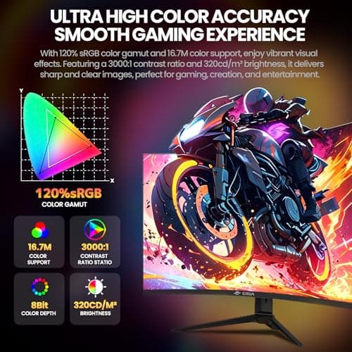 CRUA 27'' Curved Gaming Monitor 260Hz/240Hz, QHD 1440P 1800R VA Panel Computer Monitor with Built-in Speakers, Support AMD FreeSync, 120% sRGB, Blue Light Filter, HDMI2.0 & DP1.4, Wall Mountable-Black