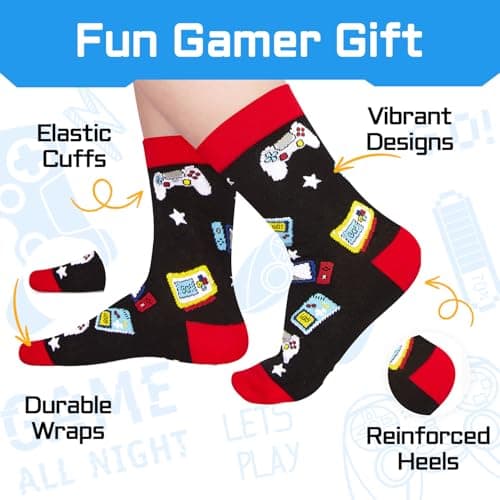 HAPPYPOP Gaming Gifts Teen Boys - Baseball Hockey Football Basketball Gaming Socks for Men