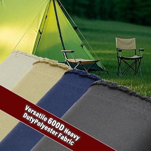K-Musculo 600D Fabric by The Yard, 58" W 600D Upholstery Polyester Material, Indoor Outdoor Water Resistant Fabric for Chair Cushion Furniture Cover Sewing DIY Cloth, 2 Yard Khaki