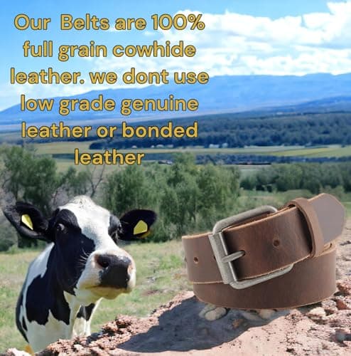 F&L CLASSIC Men's Casual Full Grain Classic Leather Dress Belt For Jeans,1.5" Wide, USA