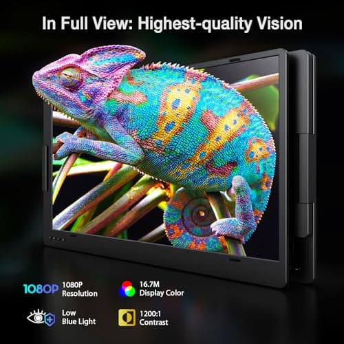KYY 15.6" Laptop Screen Extender, 1080P FHD IPS Portable Monitor, One Cable USB-C Triple Monitor, Dual Travel Screen for 12"-17'' Laptops, 360° Rotation & Kickstand，X90D (Driver Need)