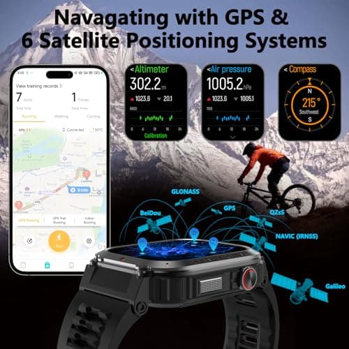 Military GPS Smart Watch for Men with Offline Map/Air Pressure/Altitude/Compass,smart Watch for Android Phones and iPhone,Waterproof Fitness Tracker with Blood Oxygen/Heart Rate/Sleep/100+ Sport Modes