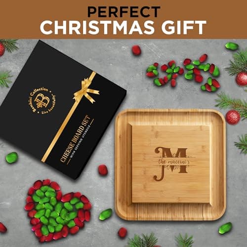 Bambüsi Personalized Charcuterie Board - Custom Engraved Bamboo Cheese Board Set for Couples, House Warming Gifts New Home, Wedding, Bridal Shower, Birthday Gifts for Women, Anniversary, Chrismas