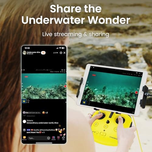 Underwater Drone, Mini S submarine drone with 4K+EIS Image Stabilization Camera for Real-Time Viewing Depth & Temperature Data, Direct-Connect Remote Controller, Dive to 330ft Underwater, Portable ROV