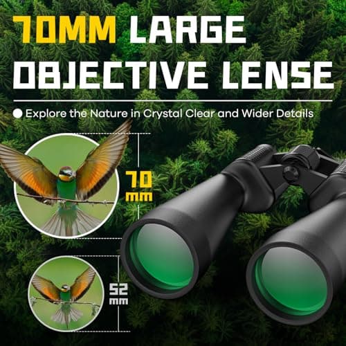 15-35x70 Binoculars for Adults High Powered, 35x HD Zoom for Stargazing & Bird Watching, Waterproof Binocular with Tripod Adapter, Ideal Essentials for Cruise Ship, Travel, Camping, Outdoor, Hunting