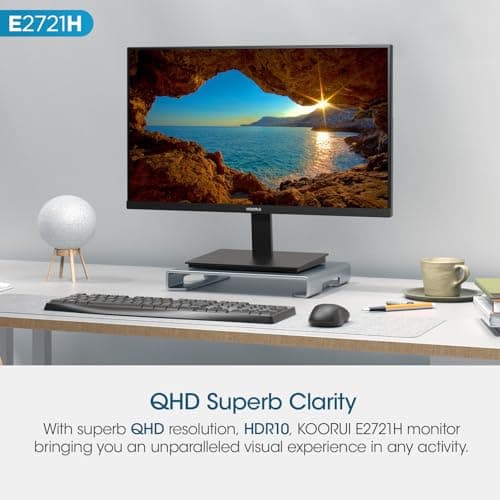KOORUI 27 Inch QHD (2560x1440) IPS HDR Ultra-Thin Computer Gaming Monitor, 120Hz Refresh Rate, DCI-P3 95%, FreeSync & G-Sync, 1ms MPRT, VESA 100x100mm, Tilt Adjustable for Game and Work, E2721H
