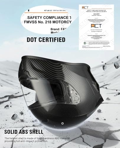 Favoto Full Face Motorcycle Helmet DOT Approved, Cascos para Motos Snowmobile Dirt Bike Helmet for Adults Men Women, Anti-Fog Film Included, Carbon Fiber, L