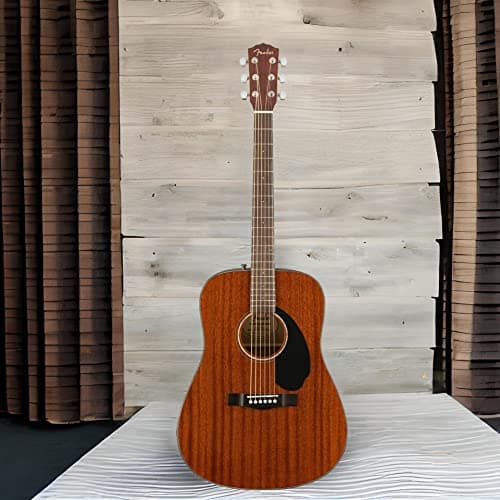 Fender Acoustic Guitar, CD-60S, with 2-Year Warranty, Dreadnought Classic Design with Rounded Walnut Fingerboard, Glossed Finish, All-Mahogany Construction