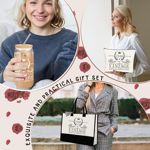 40th 50th 60th Birthday Gifts for Women Tote Bag Birthday Gifts Set for Mom Wife Sister Grandma Birthday Gifts for Her