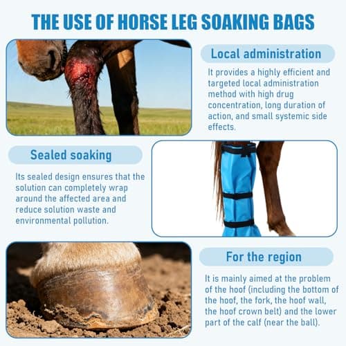 SilTriangle 4 Pcs Easy Use Hoof Soaking Boot for Horse Soaker Bag, Hoof Care Treatment Bucket with EVA Pad and Elastic Band, 2 Pairs Horse Soaker Bag for Common Equine Hooves Ailment Problem