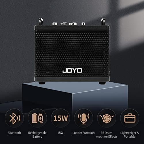 JOYO 15W Portable Guitar Amp Combo | 9 Preamp Models + Looper, Drum Machine, Modulation, Delay & Reverb | Rechargeable Battery | Digital Modeling | for Practice, Solo & Small Gigs (DC-15S)
