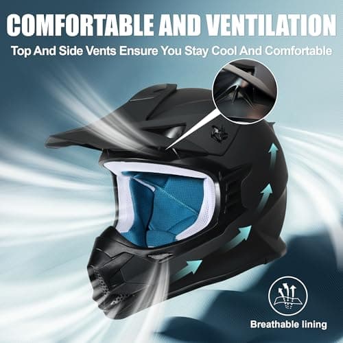 Kids Dirt Bike Helmets Youth ATV Helmet, Kids Motocross Helmet for Off Road, UTV, BMX, Street Riding Motorcycle Helmet with Goggles Gloves, DOT Approved