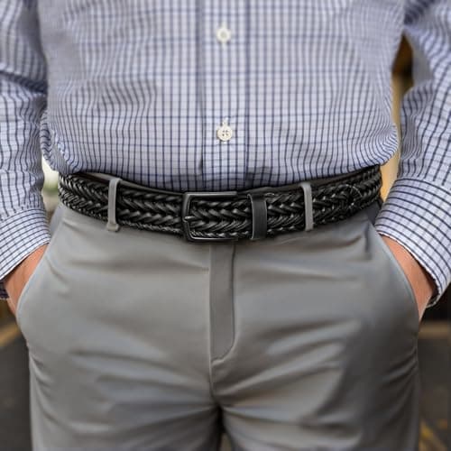 KEMISANT Men Belt, Braided Belt Comfortable For Men Casual Jean Golf 1 3/8"
