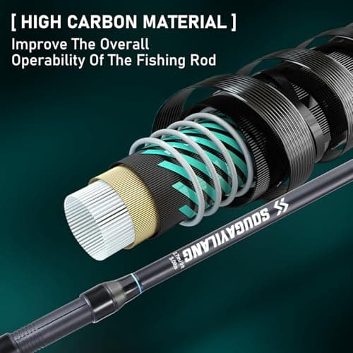 Sougayilang Spinning Fishing Rod, 3-Piece, Carbon Catfish Rod with EVA Comfortable Handle for Catfish and Carp Fishing, Medium/Heavy Power, 9'0"/10'0"/11'0"
