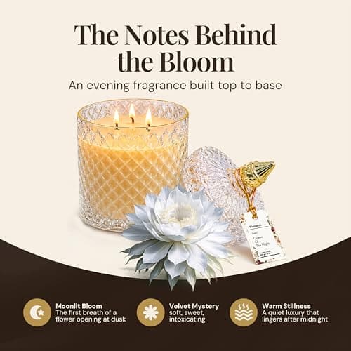 Decorative Soy Candles Birthday Gifts for Women, Elegant Glass Jar, 14.8oz, 80Hr Long Lasting Burn, Luxury Candles for Women VIONAMI Queen of The Night Rare Flower Fragrance Luxury Scented Candle Gift B0FBMNBQ3D