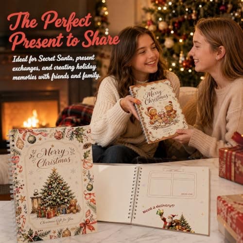 10 Page Spiral Gift Card Book,Xmas Gift Card Holder with 12 Self‑Adhesive Dots,DIY Stocking Stuffers for Women Men Kids Christmas Gift Card Book,Merry Christmas Gift Card Booklet for Adults Teens B0HDZMJ97N