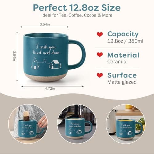 Best Friend Birthday Gift for Women - I Wish You Lived Next Door Mug, Unique Galentines Unique Day & Christmas Friendship Gift for Women, Bestie, BFF, Sister, Mom - 12.8oz Coffee & Tea Cup B0G5L4NT7J