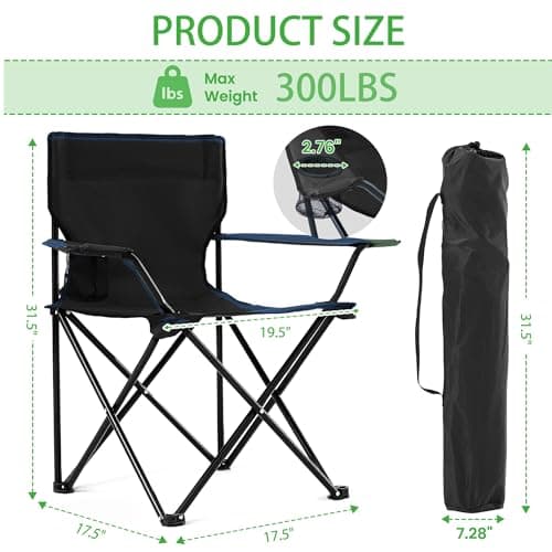 2 Pack Lightweight Folding Camping Chairs, Outdoor Lawn Beach Chair with Cup Holder & Carry Bag for Travel, Fishing, Picnic, Backyard, Hiking