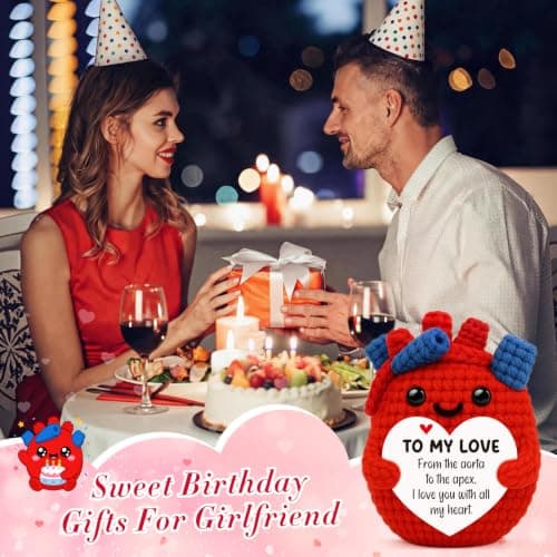 Crochet Heat Christmas Valentines Day Stocking Stuff Gifts for Girlfriend,Wedding Romantic Long-Distance I Love You Gifts for Girlfriend Gf,Anniversary Birthday Gifts for Girlfriend