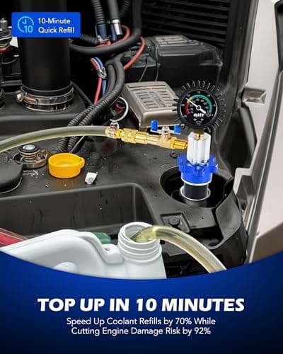 Orion Motor Tech Coolant Vacuum Refill Kit, 13pc Radiator Cooling System Tool Set with Conical Adapter 4 Round Adapters for Leak Detection Cooling Refill, Vacuum Coolant Fill Kit with Splashproof Hose