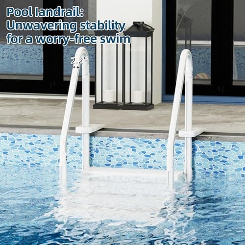 Pool Ladder, 4-Step Pool Stairs with Double Handrails and Non-Slip Steps for 48-54” Above Ground and In-Ground Pools, White