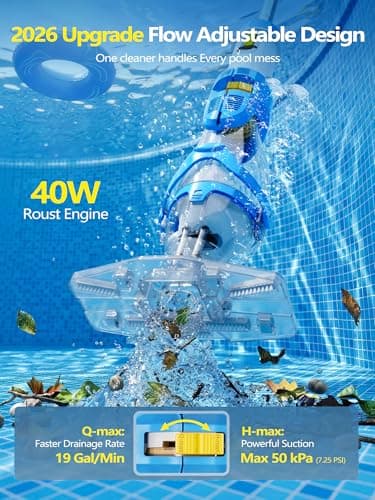 LanOcean 2026 Newly Cordless Pool Vacuum for Inground Pool, Flow Adjustable, Transparent Brush Head–Visible Cleaning, 19 GPM Powerful Suction Handheld Pool Vacuum for Above Ground Pool, 70Mins Runtime