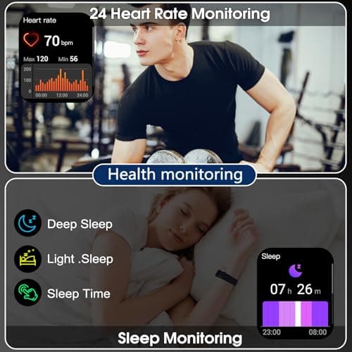 Puqo Puqo Smart Watches for Men Women, 1.95" HD Touchscreen Fitness Tracker with Bluetooth Calls, IP68 Waterproof, 120+ Sport Modes, 7-Day Battery, 24/7 Heart Rate & Sleep Monitor for Android iOS (Blue)