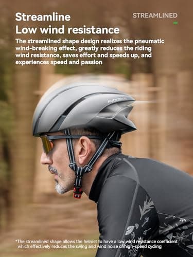 ROCKBROS Adult Bike Helmet Streamlined Aerodynamic, Comfortable Y - Shaped Strap Cycling Helmet for Larger Head Men Women Reflective Adjustable Webbing for Road & Mountain Biking