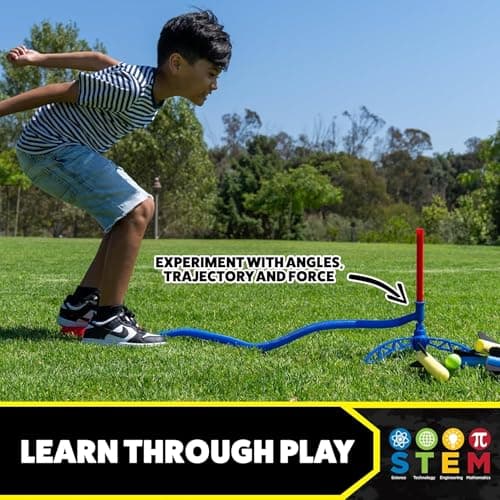 Fun Outdoor Toys for Boys & Girls, Ages 3 & Up - Soft Foam Blaster Set Soars Up to 100ft - STEM Toys for Outside & Backyard Stomp Rocket Jr Multi-Color Rocket Launcher for Kids, 8 Rockets B00G466HBU
